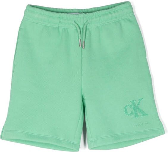 Calvin Klein Kids Shorts met geborduurd logo Groen