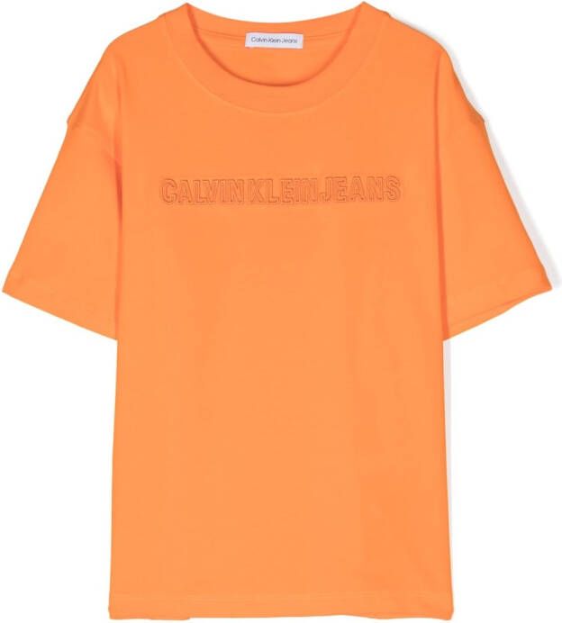 Calvin Klein Kids T-shirt met geborduurd logo Oranje