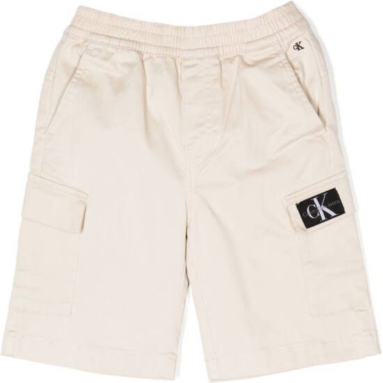 Calvin Klein Kids Bermuda shorts met logopatch Beige