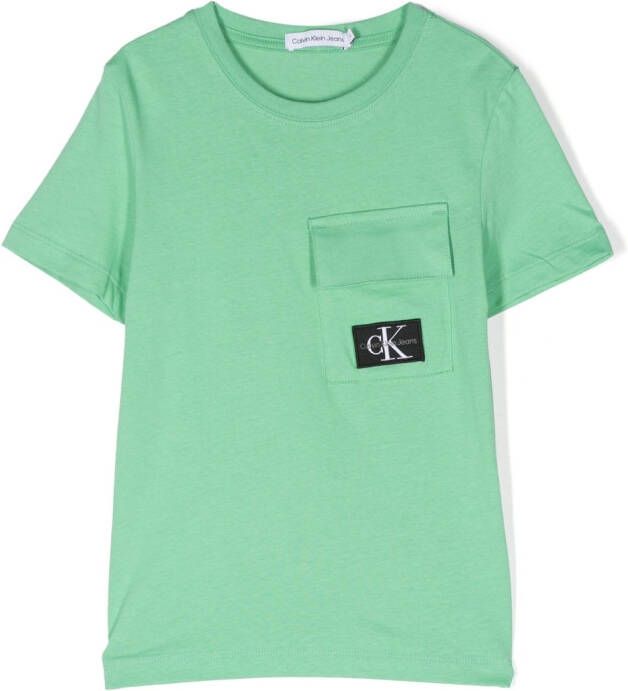 Calvin Klein Kids T-shirt met logopatch Groen