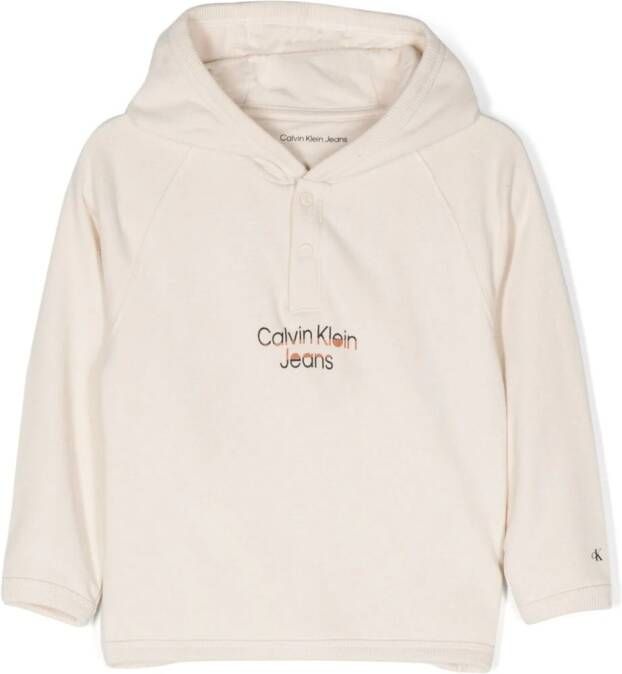 Calvin Klein Kids Hoodie met logoprint Beige