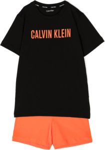 Calvin Klein Kids T-shirt en shorts met logoprint Bruin