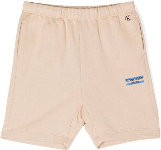 Calvin Klein Kids Shorts met logoprint Beige