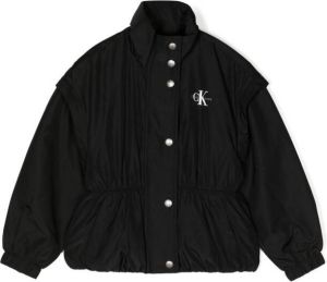 Calvin Klein Kids logo-print press-stud fastening jacket Zwart