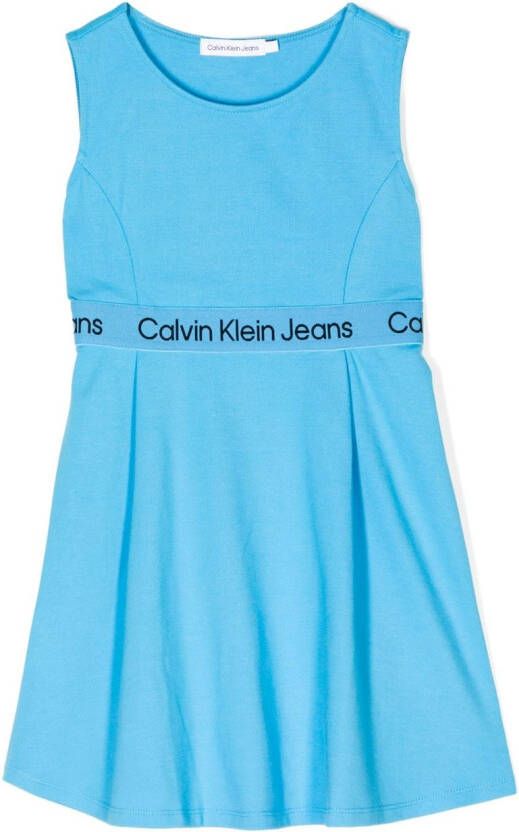 Calvin Klein Kids Jurk met logo-afwerking Blauw