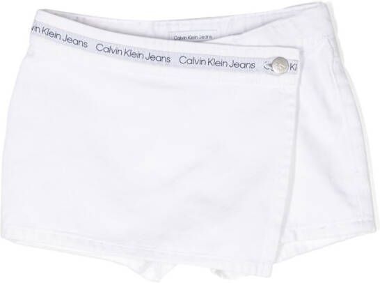 Calvin Klein Kids Mid waist spijkershorts Wit