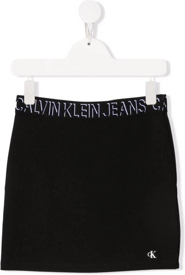 Calvin Klein Kids Rok met logo tailleband Zwart