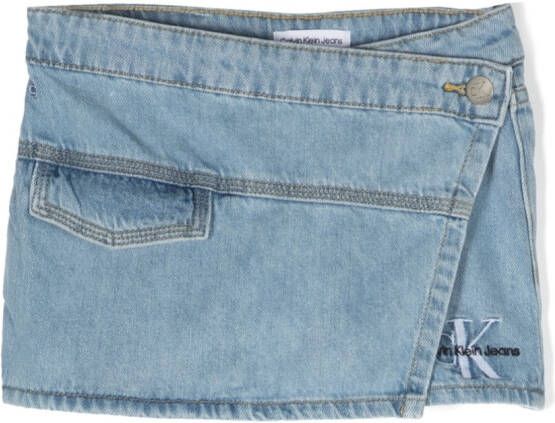Calvin Klein Kids Spijkershorts met geborduurd logo Blauw