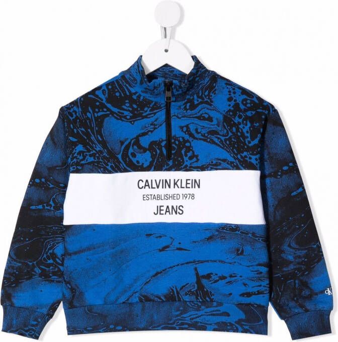 Calvin Klein Kids Sweater met logo Blauw