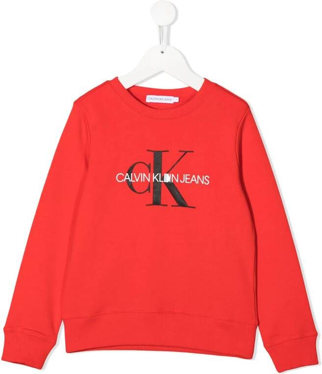 Calvin Klein Kids Sweater met logoprint Rood