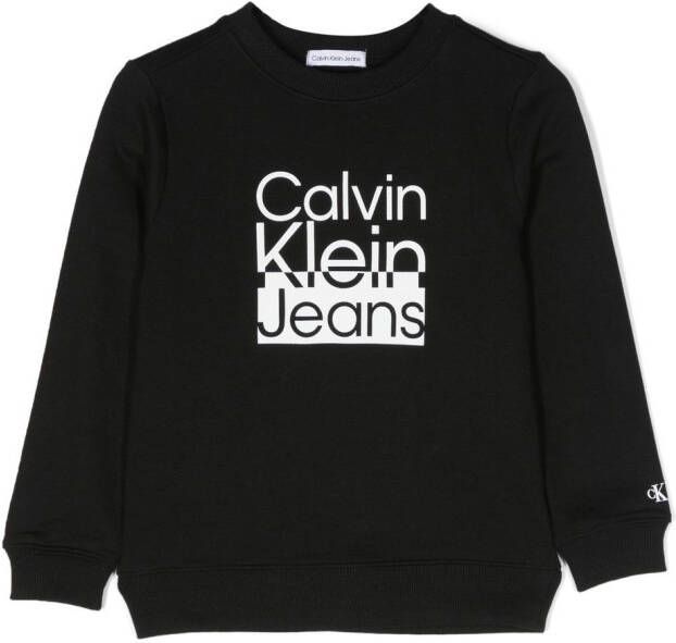Calvin Klein Kids Sweater met logoprint Zwart