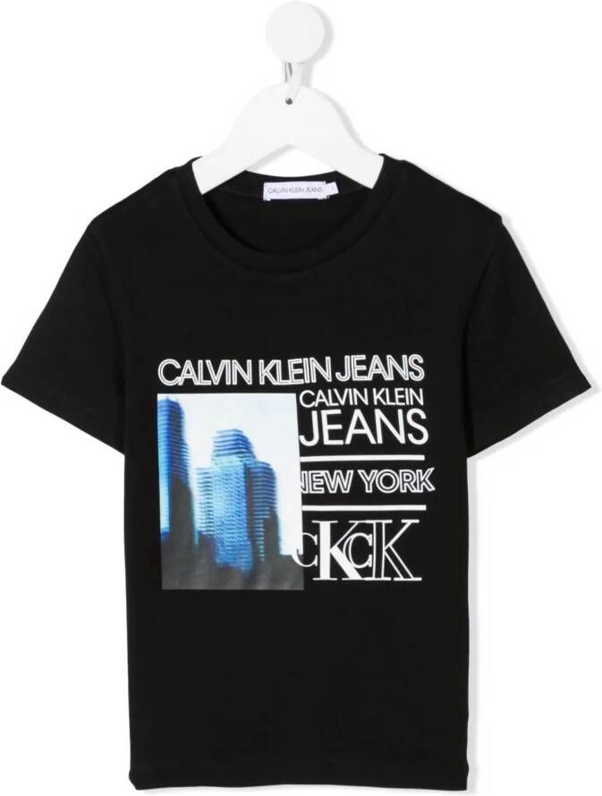 Calvin Klein Kids T-shirt met fotoprint Zwart