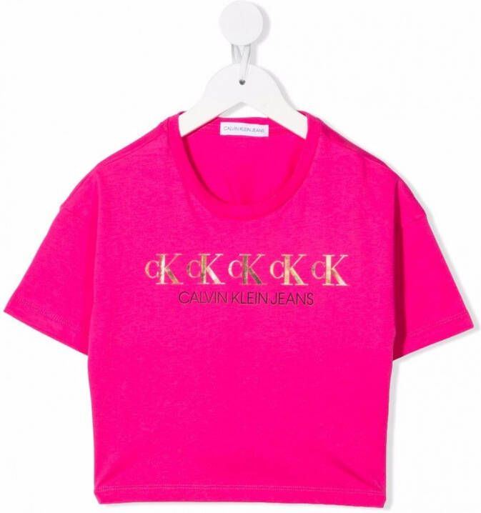 Calvin Klein Kids T-shirt met logoprint Roze