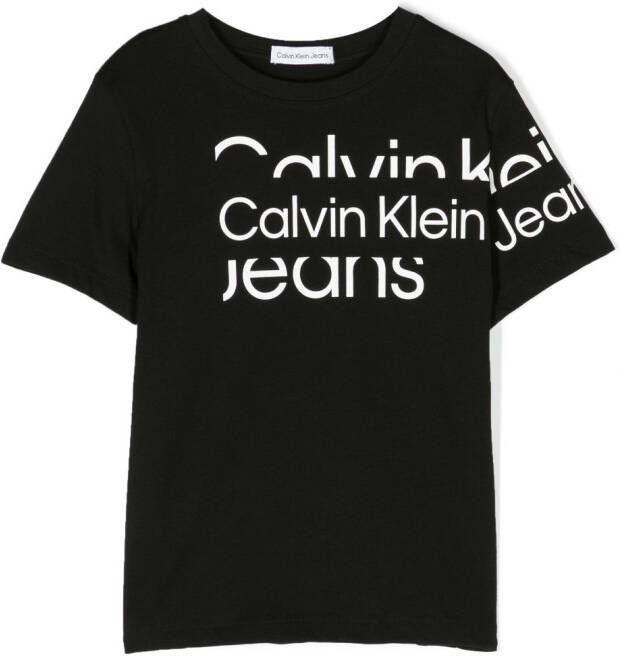 Calvin Klein Kids T-shirt met logoprint Zwart
