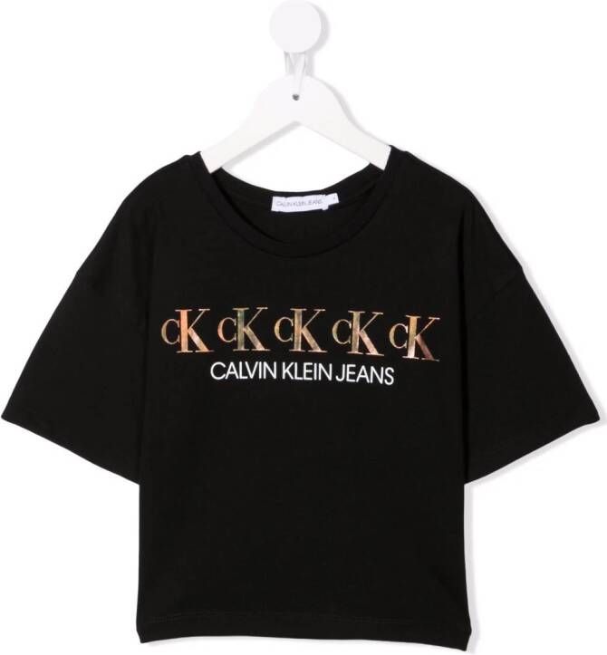 Calvin Klein Kids T-shirt met logoprint Zwart