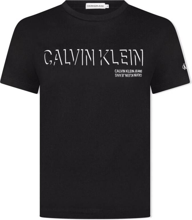 Calvin Klein Kids T shirt met logoprint kinderen biologisch katoen 12 Zwart