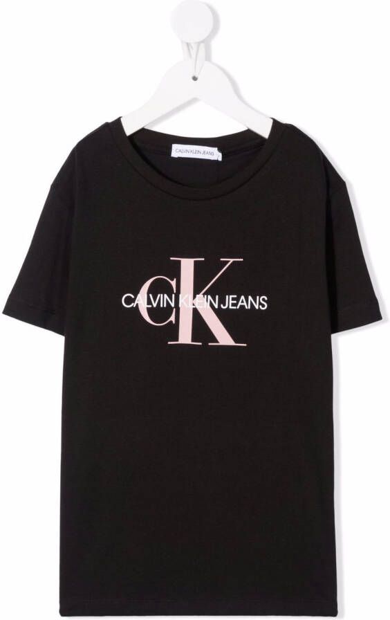 Calvin Klein Kids T shirt met logoprint kinderen biologisch katoen 10 Zwart