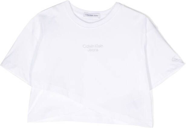 Calvin Klein Kids T-shirt met overlap detail Wit