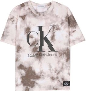 Calvin Klein Kids T-shirt met tie-dye print Bruin