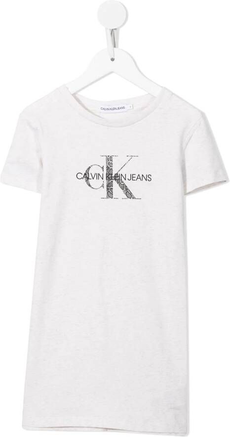 Calvin Klein Kids T-shirtjurk met logoprint Beige