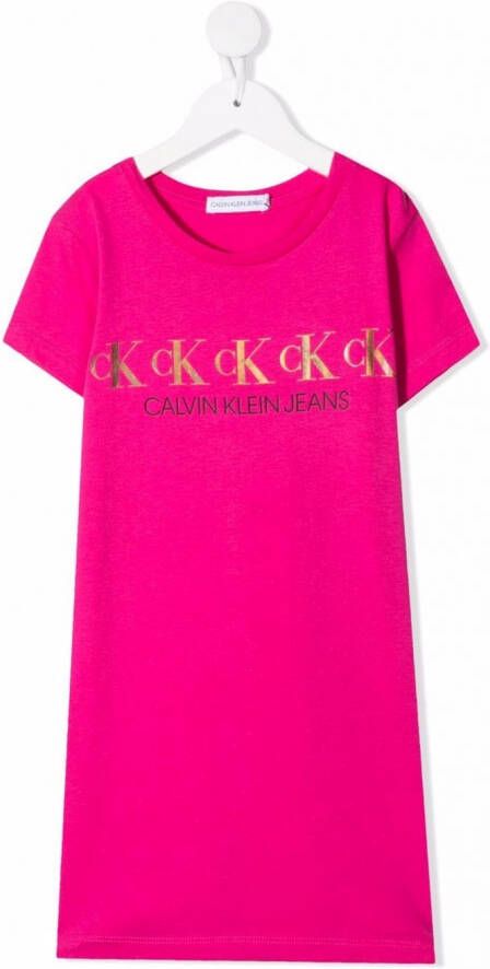 Calvin Klein Kids T-shirtjurk met logoprint Roze