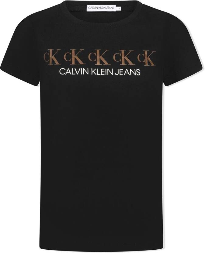 Calvin Klein Kids T-shirtjurk met logoprint Zwart