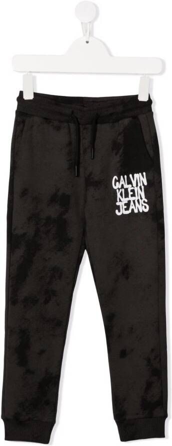 Calvin Klein Kids Trainingsbroek met tie-dye print Zwart