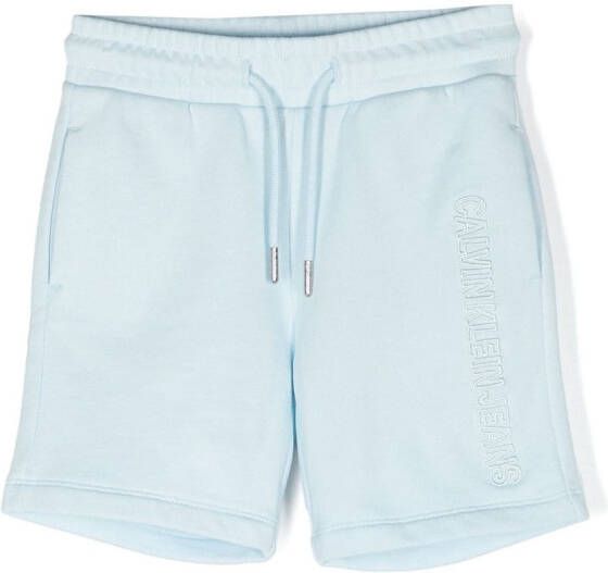 Calvin Klein Kids Trainingsshorts met trekkoord Blauw