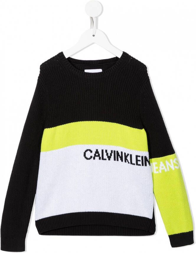 Calvin Klein Kids Trui met colourblocking Zwart