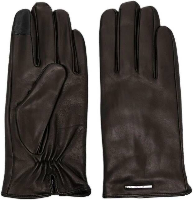 Calvin Klein Leren handschoenen Zwart