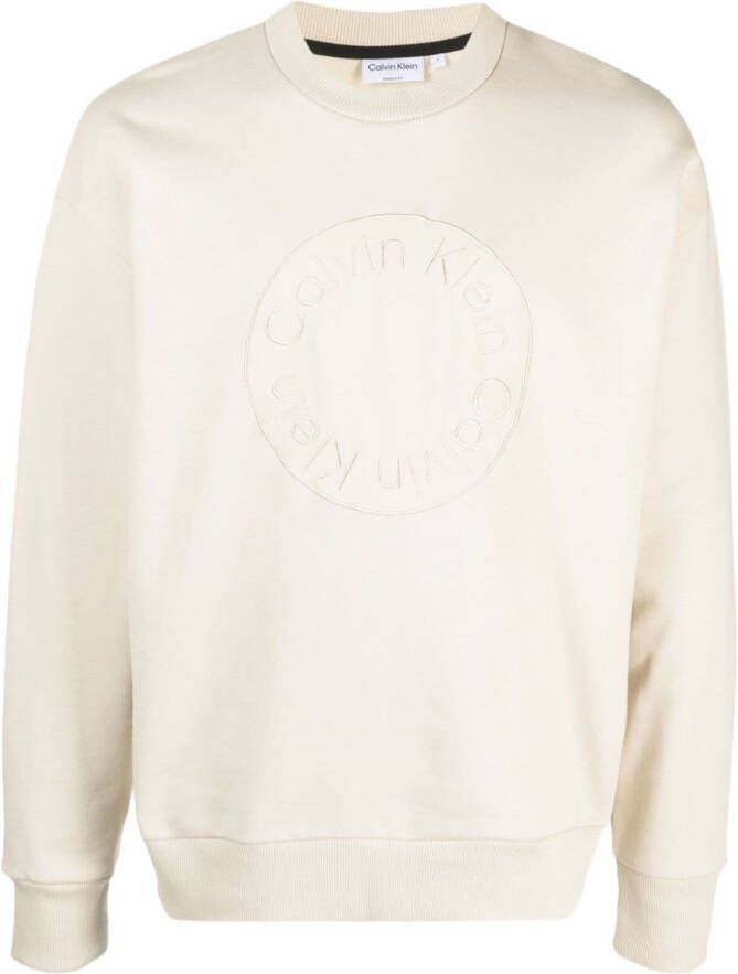 Calvin Klein Sweater met geborduurd logo Beige