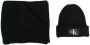 Calvin Klein Muts en sjaal set met logopatch Zwart - Thumbnail 1