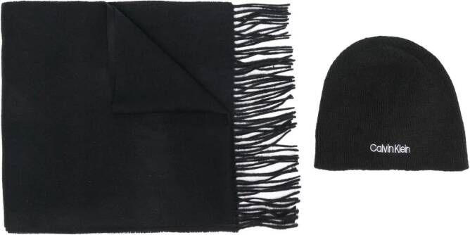 Calvin Klein Muts en sjaal met geborduurd logo Zwart