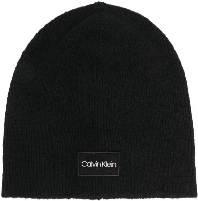 Calvin Klein Muts met logopatch Zwart