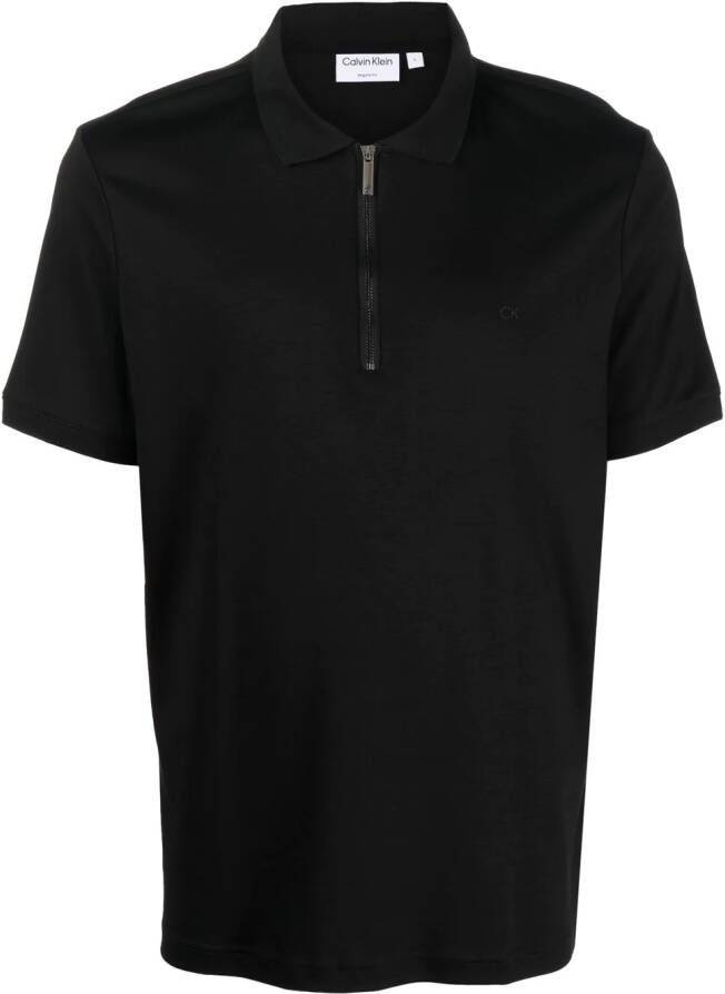 Calvin Klein Poloshirt met halve rits Zwart