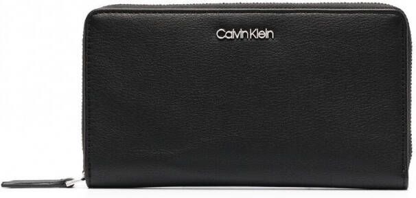 Calvin Klein Portemonnee met rits dames polyurethaan Eén Zwart