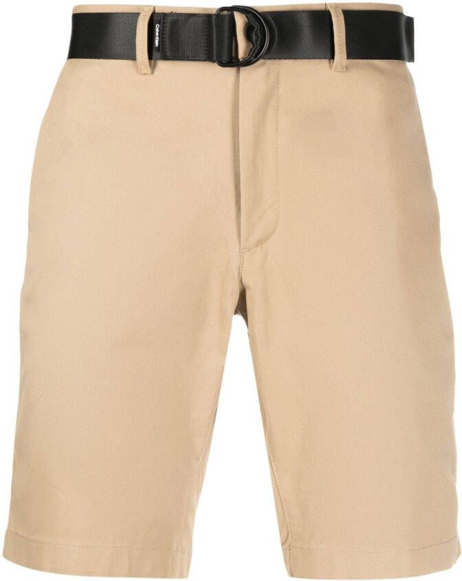 Calvin Klein Slim-fit twill shorts Beige