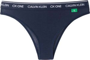 Calvin Klein waistband logo thong dames Polyester Spandex Elastane XS Blauw