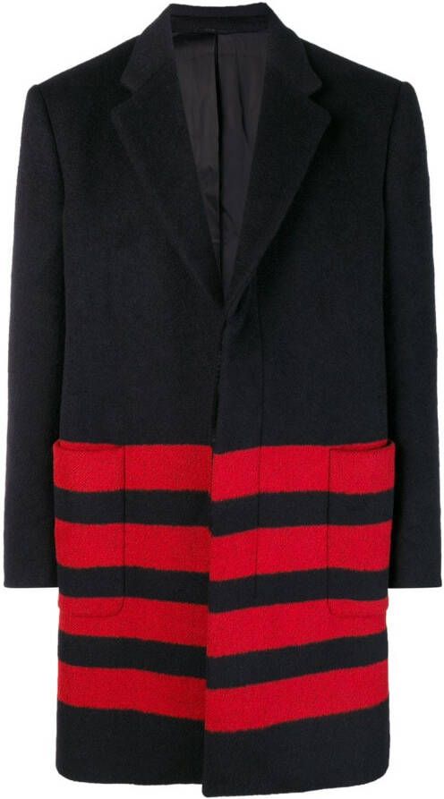 Calvin Klein stripe detail single-breasted coat Zwart