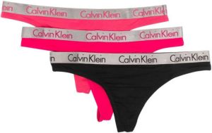 Calvin Klein three-pack logo-waistband thongs Zwart