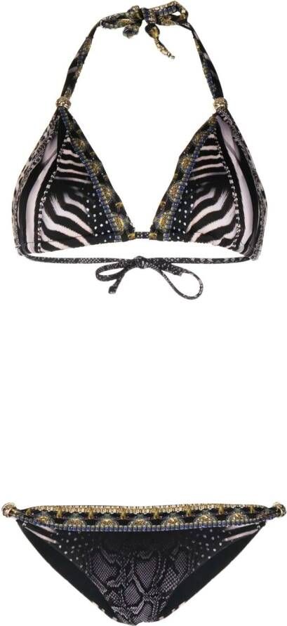 Camilla Bikini met dierenprint Zwart