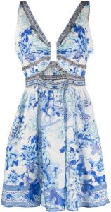Camilla floral-print cut-out dress Blauw