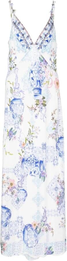 Camilla Maxi-jurk met print Wit