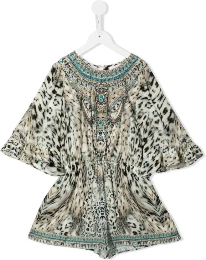 Camilla Playsuit met dierenprint Beige
