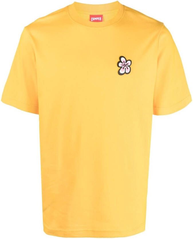 Camper T-shirt met bloemenprint Geel