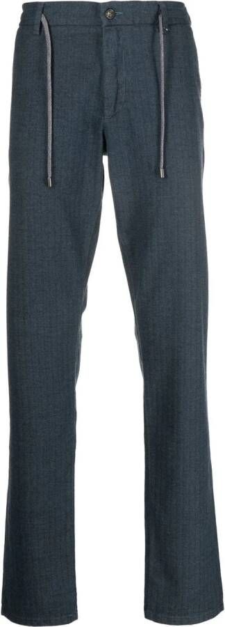 Canali Broek met trekkoordtaille Blauw