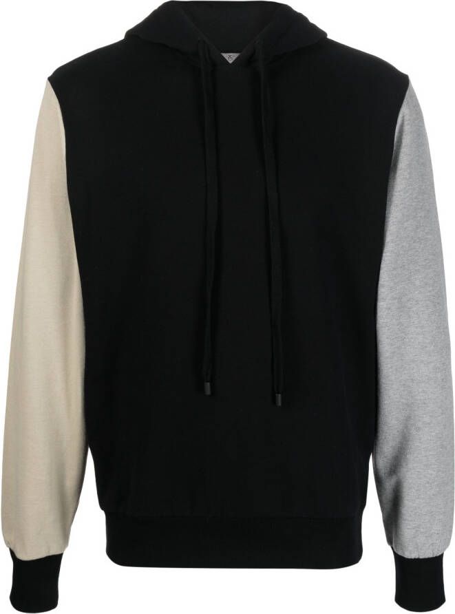 Canali Hoodie met colourblocking Zwart