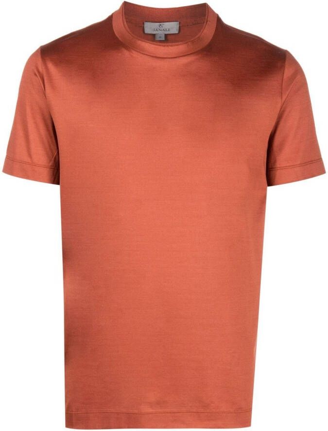 Canali T-shirt met ronde hals Oranje