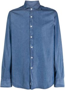 Canali Denim overhemd Blauw