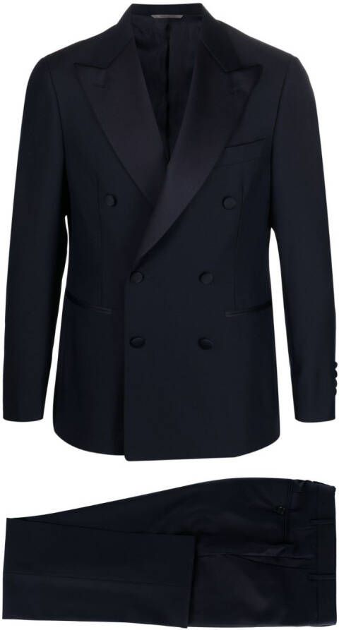 Canali Pak met dubbele rij knopen Blauw